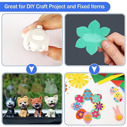 JANYUN 140 Pcs Double Sided Sticky Dots,8 x 10 mm Square Putty Tape | Square,No Traces,Putty Clear,Removable Double Sided,Mini Tape for Crafts, Glue Point Sticky Tack Balloon Adhesive Tape
