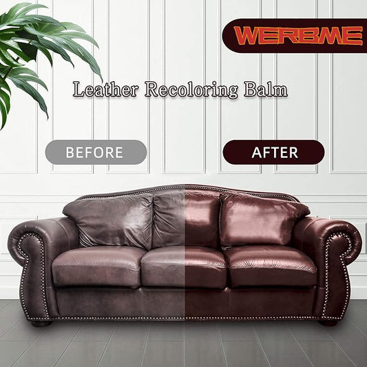 Leather Recoloring Balm - Leather & Vinyl Repair Balm for Furniture, Couches,Car Seats, Auto Interior & Accessories, Restores Faded, Worn, Scratched and Cracked Leather Surfaces (Maroon)