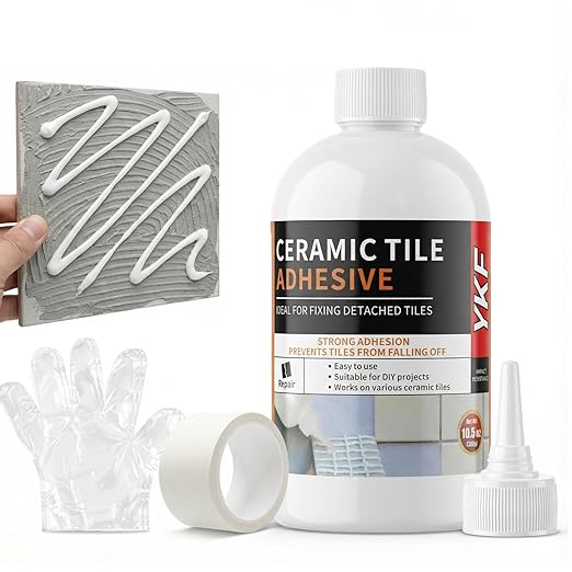 Heavy Duty Tile Adhesive & Repair Glue (10.5oz) – Strong Bonding Kit for Loose Ceramic, Porcelain & Stone – Instant Fix for Hollow Floors & Walls – Easy Squeeze, No-Mess Application