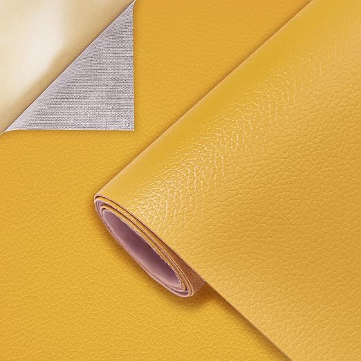 Oversized Leather Repair Tape, Adhesive Repair for Leather,17.7 x 78.8inches, for Sofas, car Seats, Furniture, Bags, Jackets, Armchair Tear Repair Patches (Yellow)