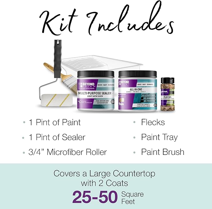Beyond Paint Countertop Makeover Kit with Paint, Sealer, Flecks and Tools for Countertops, Buttercream