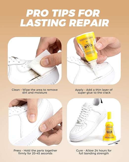 Super Glue and Cement for Shoes – 5g Gel CA | Heavy Duty Instant Bond, Waterproof Clear Sole Repair for Sneakers, Heels, Boots, Sandals, Tennis Shoes & More