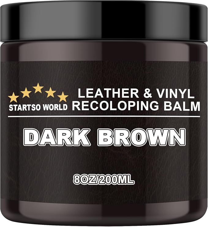 STARTSO WORLD Leather Recoloring Balm, Dark Brown Leather Repair Kit for Furniture, Leather Dye, Leather Color Restorer for Couches, Leather Couch Paint | Repair, Restore Faded & Scratched Leather