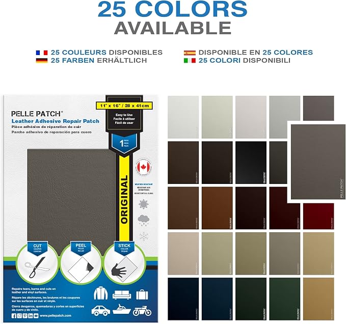 Faux Leather Repair Kit for Furniture - 25 Colors Available - Original 11x16 - Medium Grey