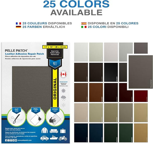 Faux Leather Repair Kit for Furniture - 25 Colors Available - Original 11x16 - Medium Grey