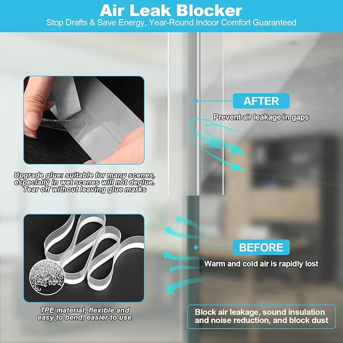 Weather Stripping Door Seal, 40 Feet Gap Seal for Frame and Gaps Draft Stopper,Glass Shower Door Sweep Tape (Width 35mm)
