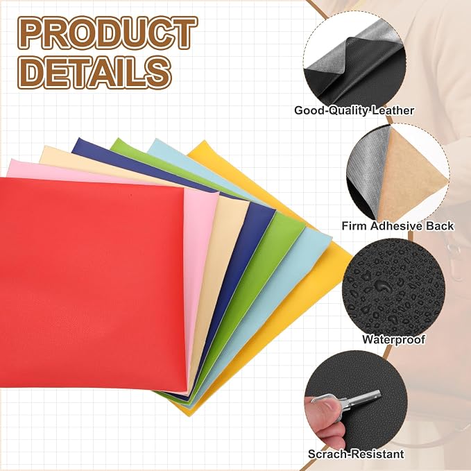 MECCANIXITY 3 Pcs Leather Repair Patch 10"x12" Self-Adhesive Leather Vinyl Repair Tape Kit for Furniture Couches Sofa Chair Car Boat Seats Jackets, Black