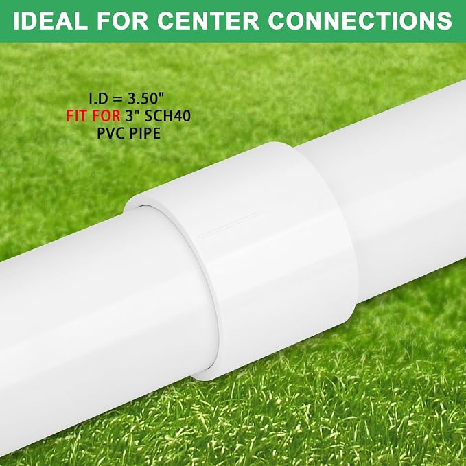 2Pack 3" PVC DWV Repair Coupling Adapter Pipe Fittings (Socket x Socket) SCH40 3Inch PVC Slip Coupling Connectors for Drain, Waste, Vent