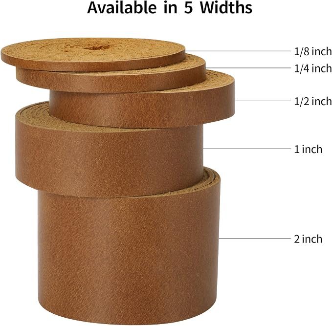 Ringsun 1/2 Inch Wide Flat Leather Straps for Crafts, Full Grain Leather Strips Cord String for Crafts, Tooling (2mm Thick 72.5 Inches Long Bourbon Brown)