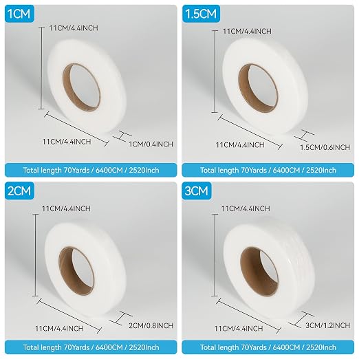 Cottnation Iron On Hem Tape, Fabric Fusing Hemming Tape: 0.6 Inch x 70 Yards Medium Weight Adhesive Web, No Sewing Needed, Ideal for Bonding and Crafting