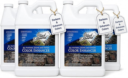 Color Enhancer Sealer for All-Natural Stone and Pavers. Marble, Travertine, Limestone, Granite, Slate, Concrete, Grout, Brick, Block. (4 Gallons)