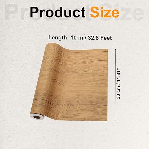 PATIKIL Wood Grain Tape 12" x 32 ft, Self-Adhesive Wood Texture Repair Tape Realistic Wooden Effect Patch for Furniture Cabinets Floor Walls, Yellow Teak