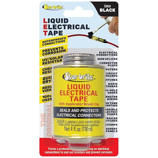 STAR BRITE Liquid Electrical Tape - Superior Adhesion and Flexible Protection for Frayed Cables, Terminals, and Electric Splices