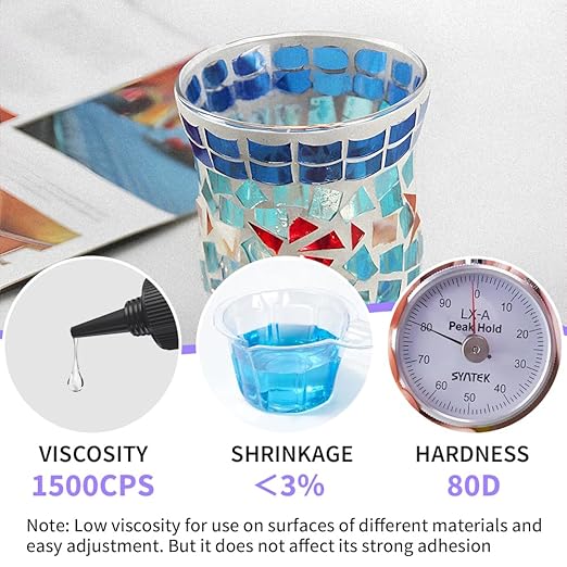 Honcaring UV Resin Kit with Light, 60g/2oz Fast Drying Beginner-Friendly Kit, Bonding & Repairing in Seconds, 30g*2 Clear UV Glue with UV Penlight for Resin, Plastic, Glass, Acrylic