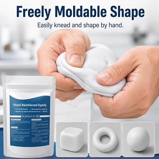 Steel Reinforced Epoxy Putty,Strong Clay Iron Adhesive,Waterproof 2-Part Repair Clay,High Strength Epoxy Clay,Multi-Purpose Filler Putty for Cracks Holes Pipes, Drillable Sandable Paintable (3PCS)