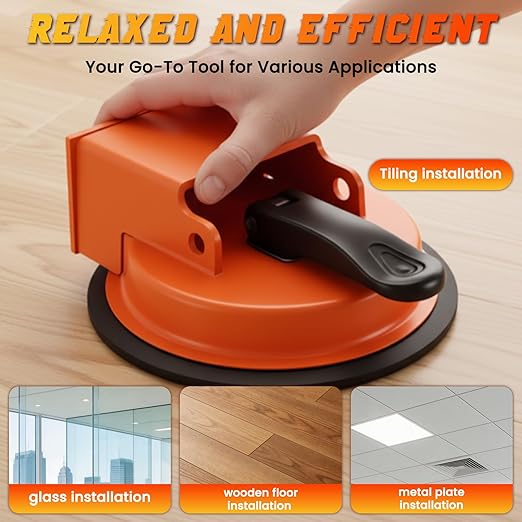 Floor Gap Fixer Tool Laminate Flooring Tools Wood Floor Repair Kit Vacuum Suction Cup Plank Grabber Power Shunting Installation for Flooring Seam Setter Fixing Grabber Leveler(Orange)