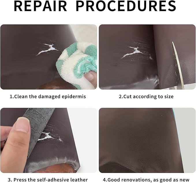 Lifeshoon Leather Repair Patch, Self Adhesive Leather Repair, Large Vinyl Patch Tape for Couches, Furniture, Car Seats, Cabinets, Wall, Handbags （Dark Brown, 3.5X79 Inch）