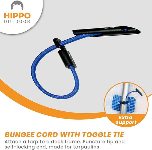 Bungee Cord with Toggle tie - Flex for Tarpaulins Canopies, Flex tie Down, Heavy Duty Elastic, Chock Absorber for tarps, 12 inch, 10-Pack (6620)