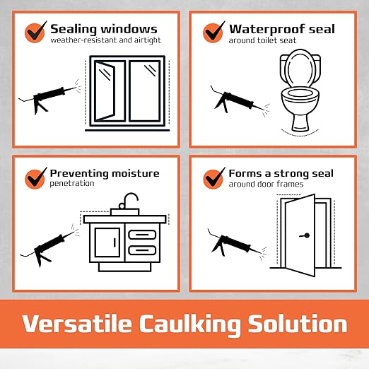 DCP Donseal NS196 Silicone Caulk Sealant 2 Pack – 100% Silicone Tube for Bathroom, Kitchen, Outdoor, Bathtub and Window Seal, 10.1 fl oz – Clear