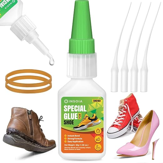 Shoe Glue, 30g Clear Super Glue for Shoe Repair Quick Fix Shoe Adhesive Waterproof Strong Crazy Instant Glue for Bonding Shoe Sole, Boots, Sandals, Sneakers, Leather & Other Footwear Items