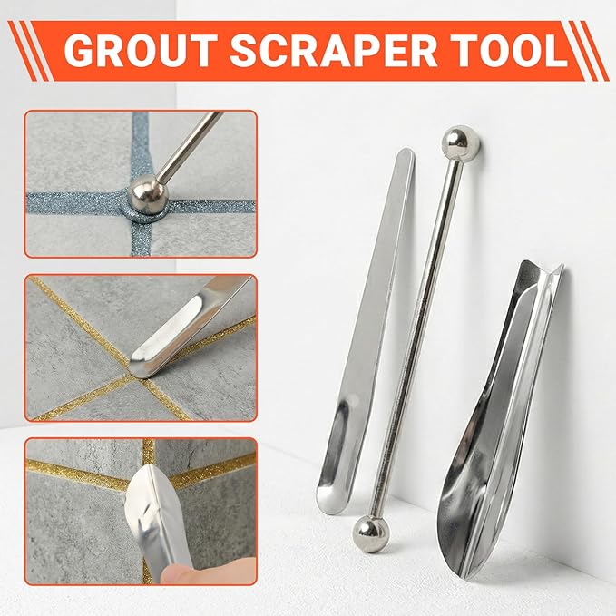 37-Piece Grout Removal Tool Kit, Tungsten Carbide Blades & Ergonomic Handle, 9-in-1 Grout Saw and Caulk Remover for Bathroom, Shower, Floor Tile Cleaning and Repair