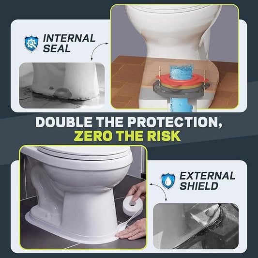 boeemi Toilet Flange Repair Kit with Elastic Wax Ring TF02-RI- Premium Toilet Seal and Gasket Replacement (with Sealing Caulk Tape)