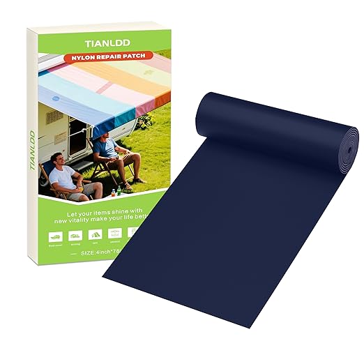 TIANLDD 4x78in Nylon Repair Tape，Tent Repair Kit，Self Adhesive Waterproof Fabric Repair Tape for Tent, Umbrella, Sleeping Bag, Down Jackets,Knapsack.（Blue-Purple）