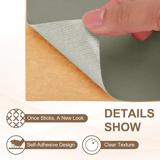 PATIKIL Leather Repair Patch, 2 Pack 10 x 24 Inch Self-Adhesive Vinyl Patch Furniture Tape Repair Kit for Sofas Couches Stools Chairs Cabinets Bags, Grey