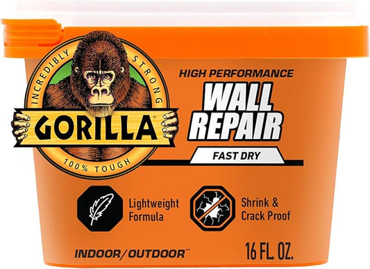 Gorilla Heavy Duty Wall Repair Spackling + Primer, 16 Ounce Tub,White