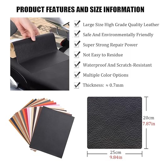 Self Adhesive Leather Fabric for Repair, Leather Rip Repair Kit Vinyl Repair Tape, Upholstery Leather Patches for Furniture Couch Chairs Car Seat(White)