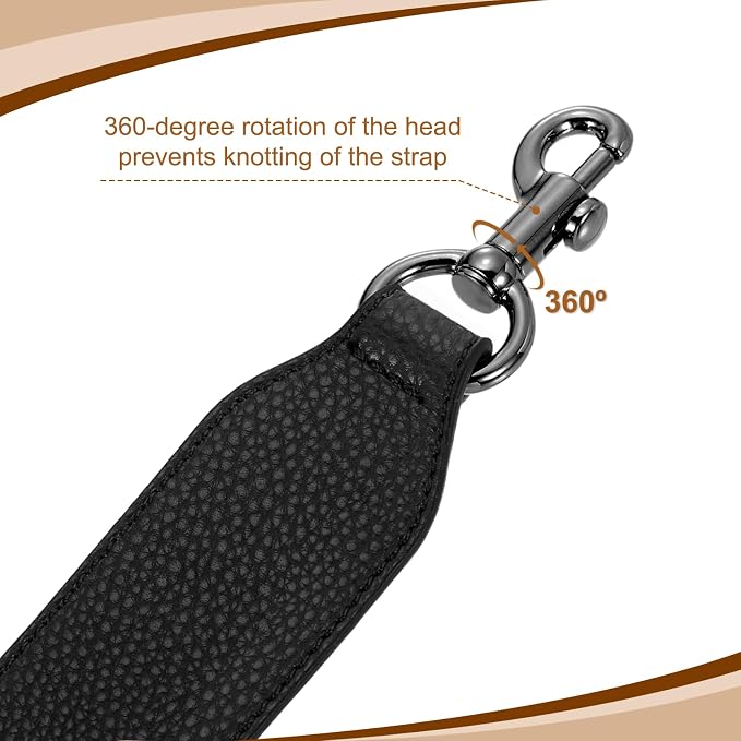 uxcell 22.83 Inch PU Leather Short Bag Strap with Clasp, Purse Handles Handbags Replacement Straps for Clutch Bag Crossbody Underarm Bags, Black, Metallic Black Buckle