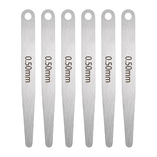 HARFINGTON 6pcs Metric Thickness Feeler Gauge 0.5mm Single Blade Oval Feeler Gauge 304 Stainless Steel Gap Measuring Tool for Repair Valve Guitar Spark Plug