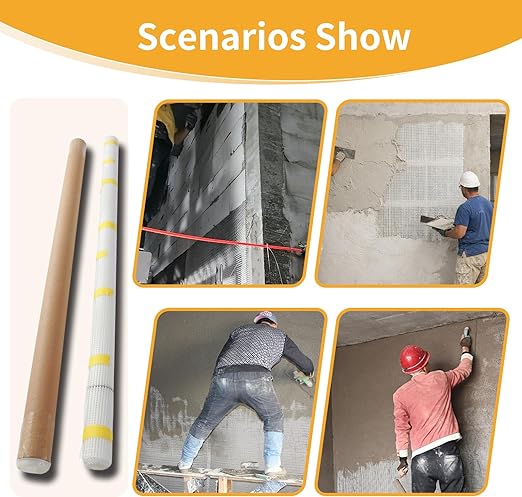 Fiberglass Mesh Roll for Stucco & Wall Repair –39 in, 538.2 Sq.Ft. Coverage,160g/㎡ Alkali Resistant Fibreglass Reinforcing Mesh, Non-Adhesive Fiber Patch for Plaster, Render, Tile,Gypsum Walls.