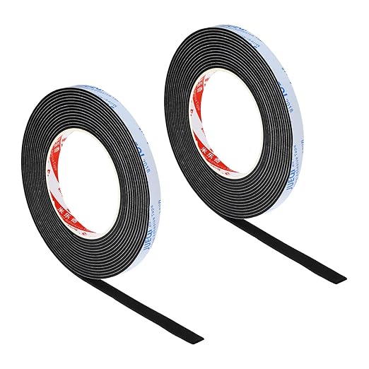 PATIKIL 3/8" W x 5/64" T x 16.4Ft EVA Single Sided Foam Tape, 2Pcs Multipurpose Sealing Strip, Waterproof Weather Stripping With Adhesive for Door, Black