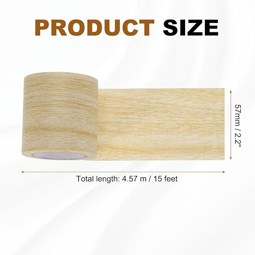 uxcell Wood Grain Repair Tape, 2.2" x 15ft Self Adhesive Wood Grain Colored Duct Tape Waterproof Repair Patch for Furniture Floor Scratch Fix, Baseboards, DIY Decor, Light Yellow