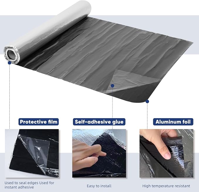 39.6inx32.8ft Self-Adhesive Roofing Felt, Bitumen Waterproof Repair Tape Roof Underlayment Protector Roll Patch Seal Tape Waterproofing Roof Cladding for Roof Leak,Surface Cracks (3.3x32.8ft)