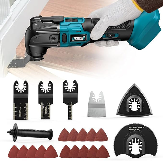 DIYtoolifz Cordless Oscillating Tool Compatible with Makita 18V, 6 Variable Speed Brushless-Motor Tool, Oscillating multi tool kit for Cutting Wood Nails Remove Grout & Sanding, Tool Only