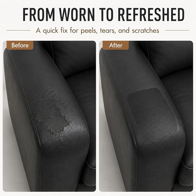 Self Adhesive Leather Repair Patch 24x54 Inch, Large Vinyl Repair Kit，Black | Leather Tape for Furniture, Couch, Sofa, Car Seats. Waterproof, Strong Adhesion, Easy Cut Pleather Patch Waterproof Scratch
