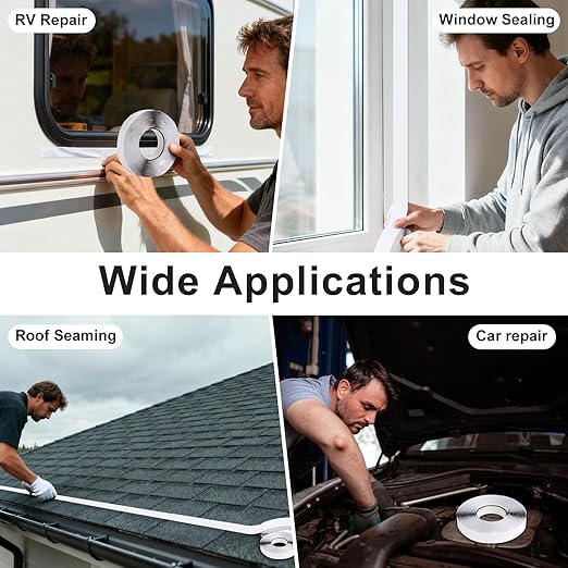 Butyl Tape 10m (32.8FT) - Industrial Grade Waterproof Butyl Rubber Sealant Tape for Roof/RV/Car Leak Sealing & Window/Headlight Repair