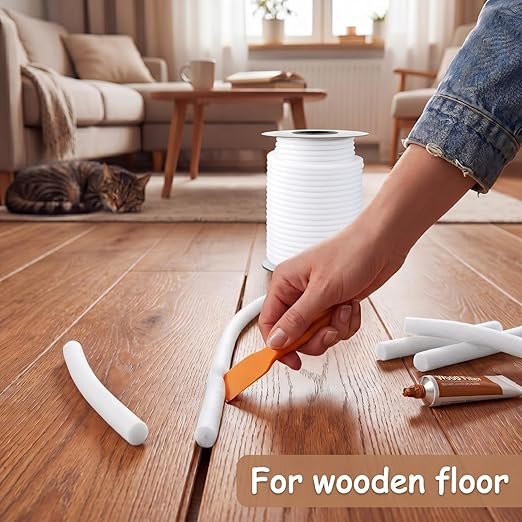 MotiMind 1/2 Inch x 50 ft Foam Backer Rod for Gaps Joints Concrete Crack Filler Caulk Saver Bulk Foam Backing Rod Concrete Filler Rope for Weather Stripping Door Seal (White)