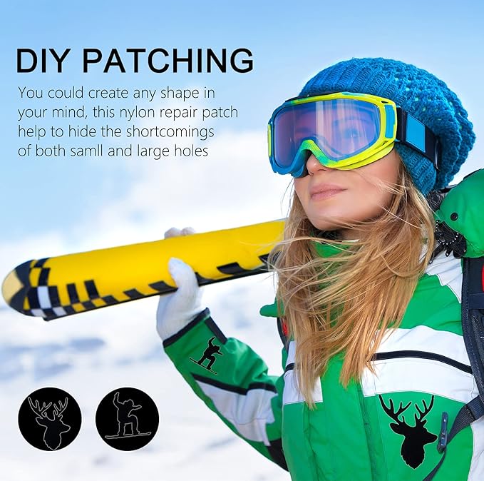 Self-Adhesive Puffer Jacket Repair Patches Nylon Down Jacket Patches Tape, Blemish Tenacious Waterproof Fabric Patches for Jackets & Outdoor Gear (10 Sheets)