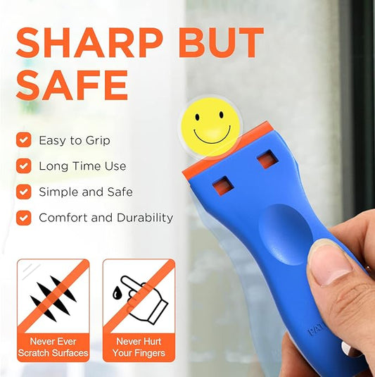 Plastic Razor Blades Scraper Tool - 2 Pack Wall Paint Remover with 100 Pcs Plastic Blades Kit No Scratch Car Window Glass Wood Sticker Removal Floor Stove Kitchen Vinyl Adhesive Decal Tape Cleanings