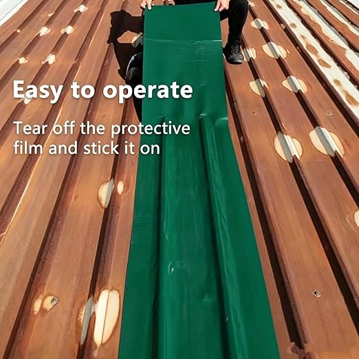 Waterproof Sealant Tape Self Adhesive Rubberized Asphalt Tape for RV Roof Metal Roof Corrugated Roof Leak Repair UV Resistant Heavy Duty Waterproofing Membrane (Green, 7.874in*196.85in)