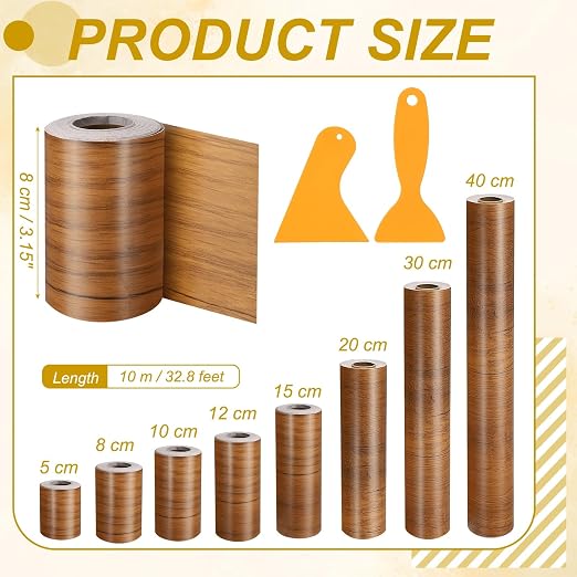 PATIKIL Wood Grain Repair Tape, 3" x 33' Self Adhesive Realistic Wood Tape with Scraper Durable Repair Patch for Furniture Floor Window Door Table DIY Home Decor, Ash-Tone Grain