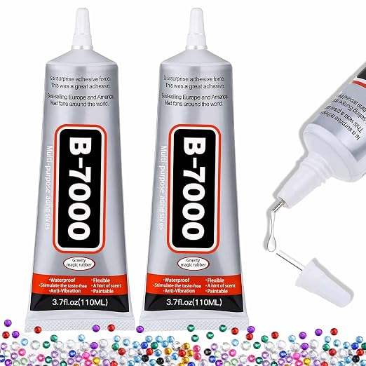 B-7000 Craft Glue for Jewelry Making - 110ml/3.7oz (2 Pack) - Multi-Function B-7000 Super Adhesive Glues Liquid Fusion Glue for Rhinestones Crafts, Clothes Shoes, Fabric, Jewelry Making, Cell Phones