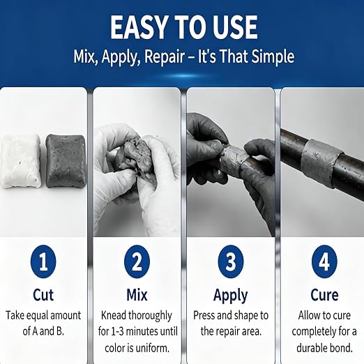 Steel Reinforced Epoxy Putty,High-Strength Multi-Purpose Repair Clay,Waterproof Resin Reinforced Wrap,Iron Clays for Cracks, Joints and Pipe Maintenance (1pcs)
