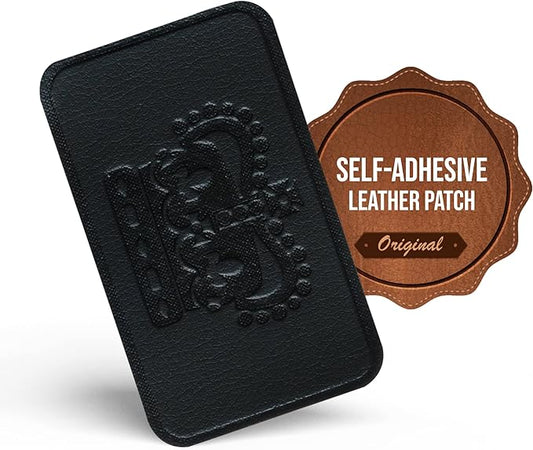 MastaPlasta Instant Self-Adhesive Premium Leather Repair Patch. Black Crown 4 x 2.4 Inch (10cm x 6cm). DIY Upholstery-Quality Patches for Couches, Car Interiors, Bags
