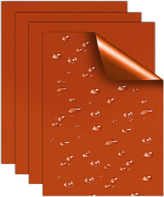 Waterproof Nylon Fabric Repair Tape Tent Repair Kit, 4pcs Outdoor Gear Tenacious Fix Tape, Self-Adhesive Fabric Patches for Clothes, Down Puffer Jacket, Tent, Sleeping Bag, Backpack, Orange