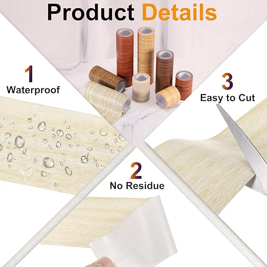 PATIKIL Wood Grain Tape 3.1" x 15 Ft, Self-Adhesive Wood Texture Repair Tape Realistic Wood Effect Contact Paper Patch for Furniture Cabinets Floor Walls Home Decoration, Light Yellow Oak