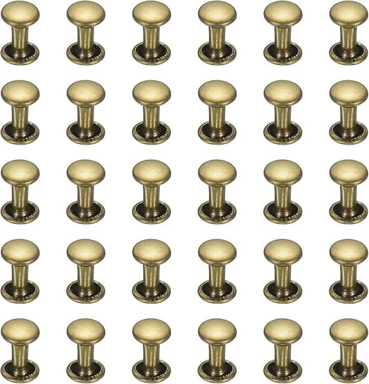 uxcell 300 Sets Double Cap Leather Rivets, 6x8mm Round Cap Metal Studs Rivets for Leather Craft Repair DIY Purse Belts Bags Shoes, Bronze